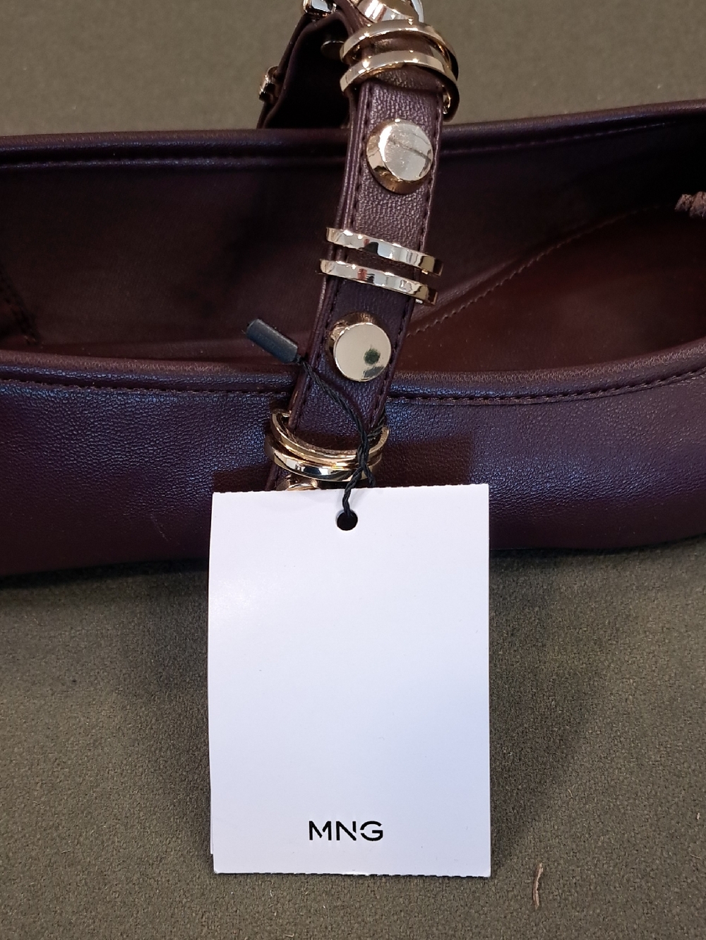 Mango Ballet flat w/ metallic strap details - Color: Burgundy/Gold - Size: EU42 - Picture 11 of 11